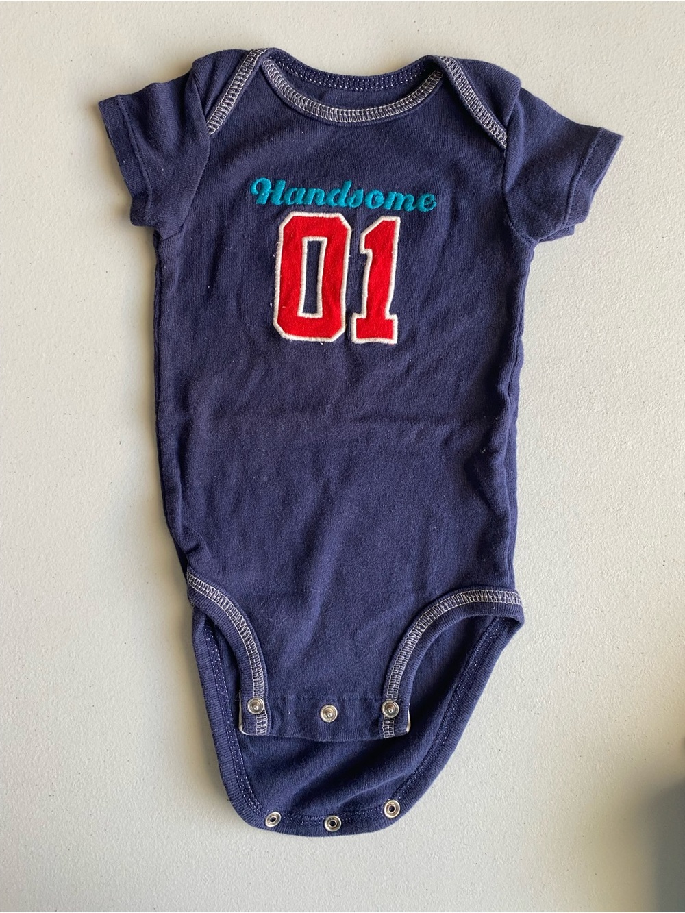 Carter’s Baby Boy Navy Blue "Handsome 01" Bodysuit Onesie 3 Months